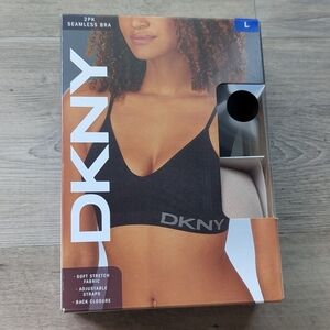 new DKNY 2-pack seamless bra black tan L
